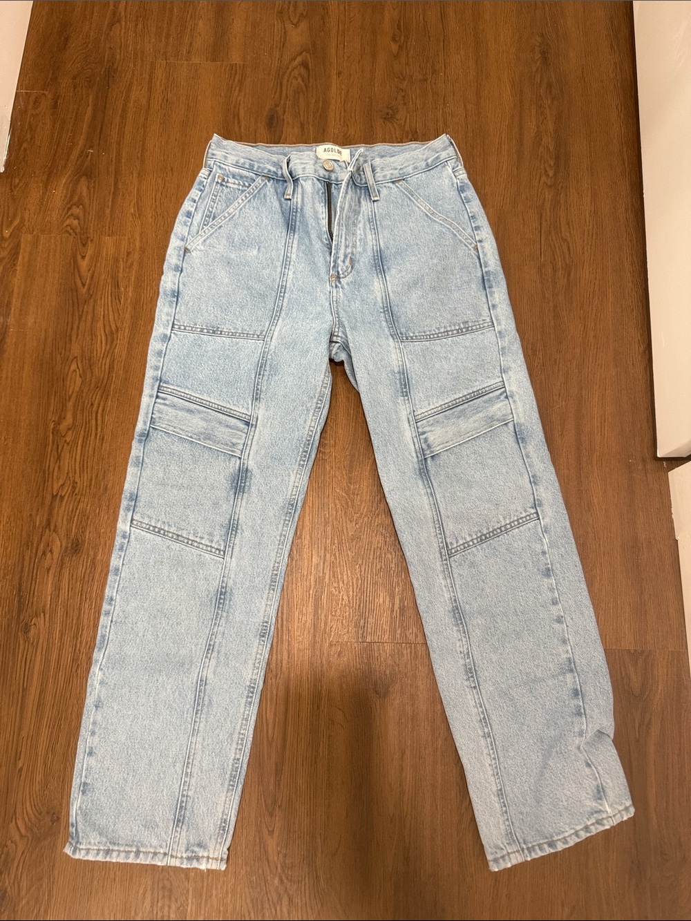 AGOLDE High-Rise Patchwork Light Blue Jeans